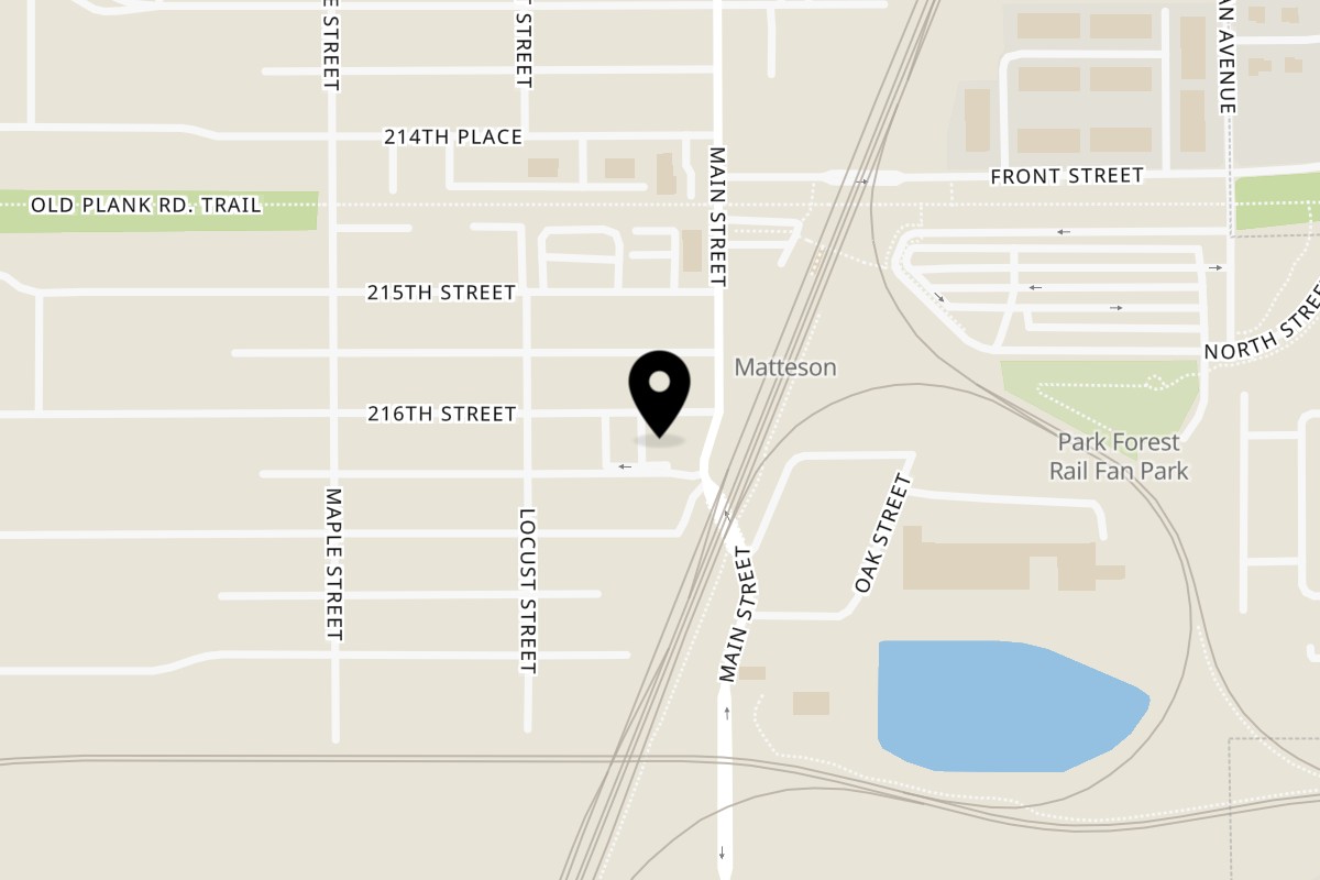 Map showing the location of Hidden Manna Cafe on 3613 216th St in Matteson